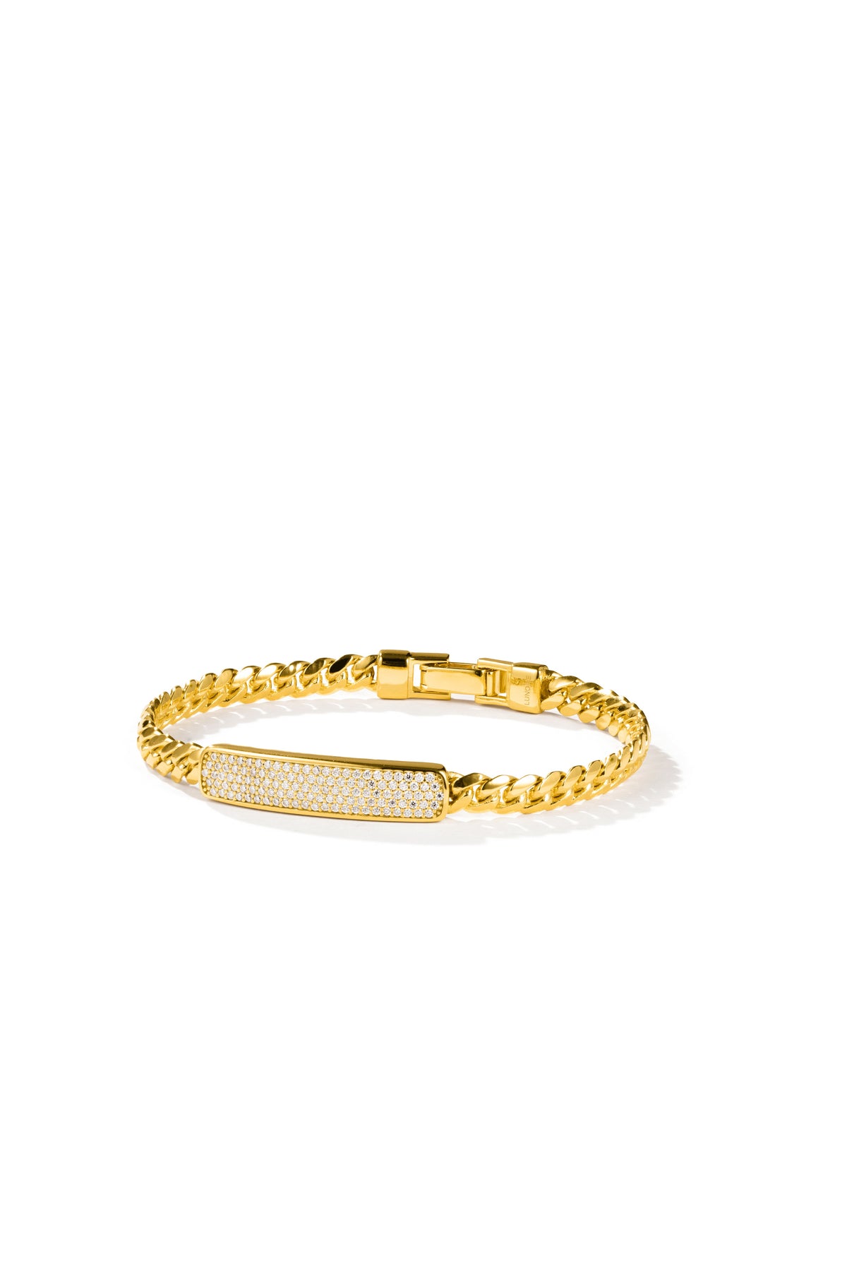 Gold Armband von Lunore mit Pave Fassung aus Moissanit Steinen. Material aus Silber mit 18k Vergoldung in Gelbgold