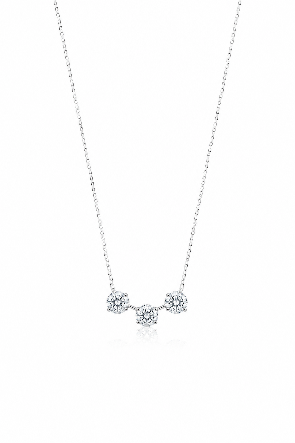 Silberkette aus massivem 925 sterling silver rhodiniert in Weißgold optik für damen mit moissanit vvs1